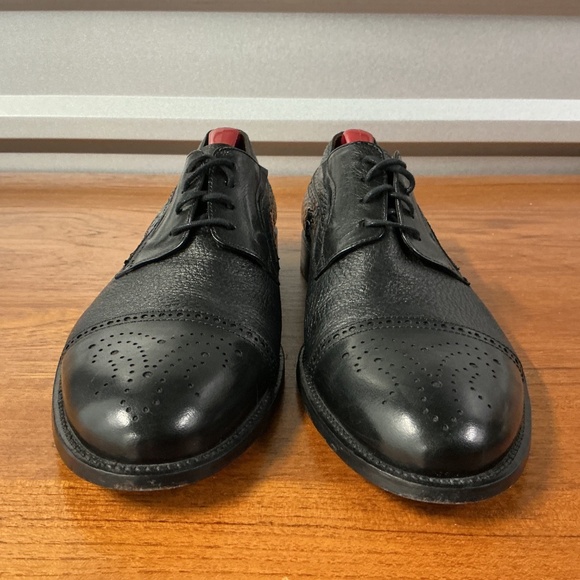 Galezio Torresi Men Black Leather Exotic Reptile Print Derby Oxford Size 42EU